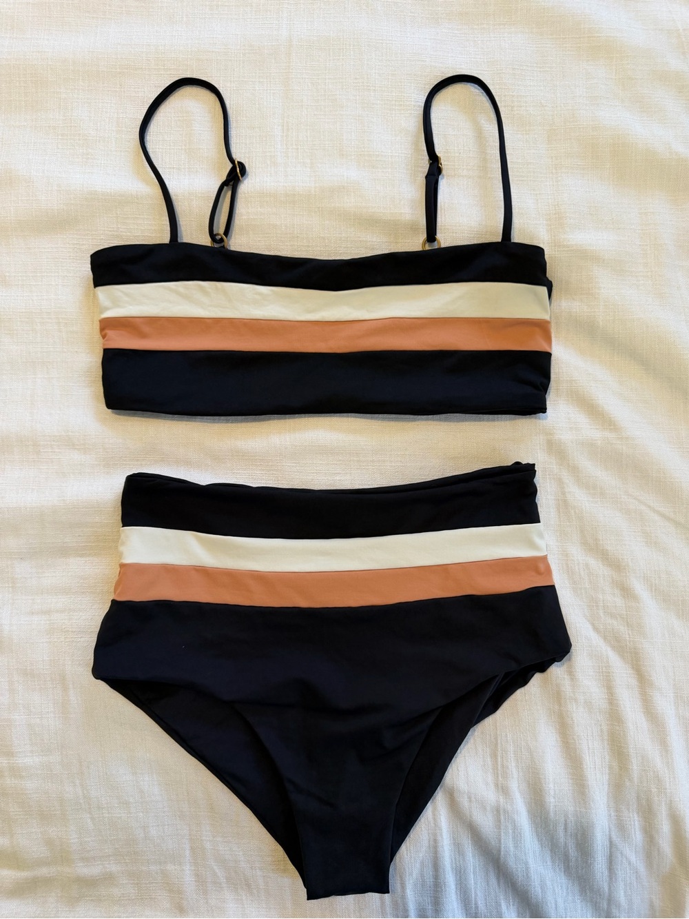 L*Space Rebel Stripe Color Block Bikini Size M/L - Picture 4 of 9